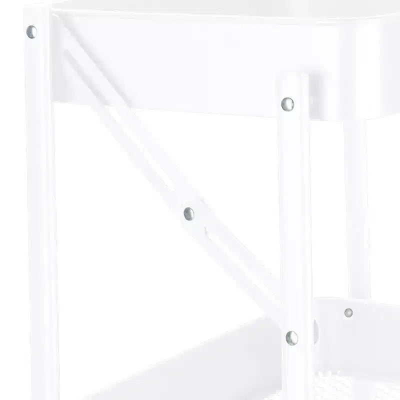 Chariot de rangement utilitaire à roulettes en métal pliable à 3 niveaux avec roues verrouillables Blanc