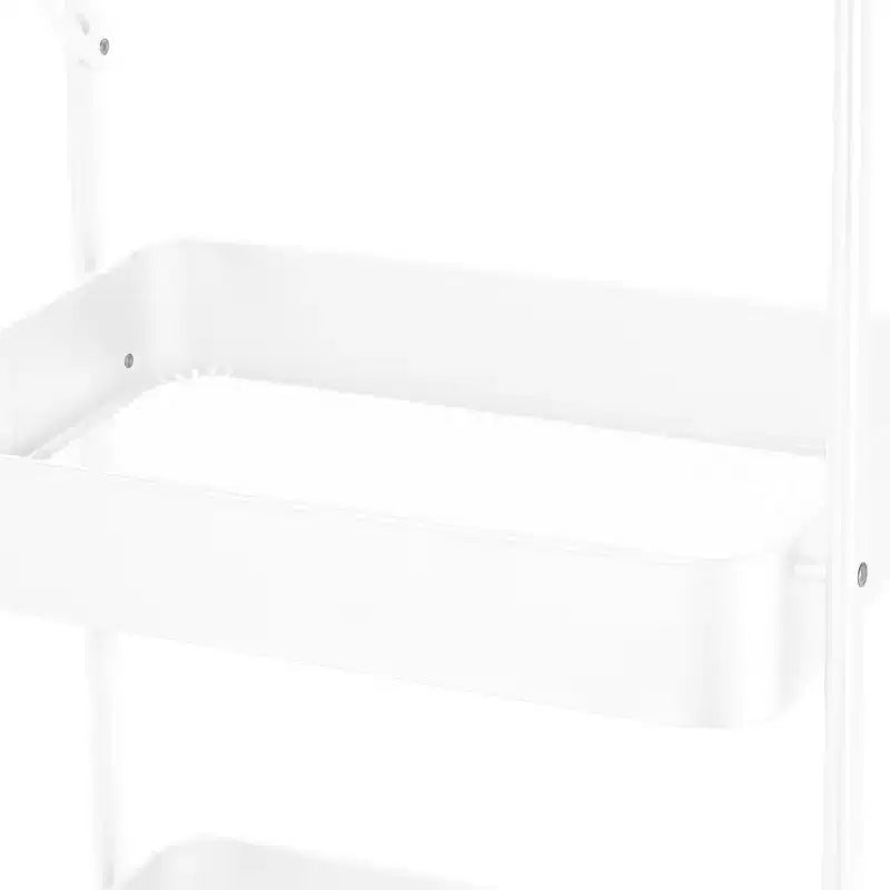 Chariot de rangement utilitaire à roulettes en métal pliable à 3 niveaux avec roues verrouillables Blanc