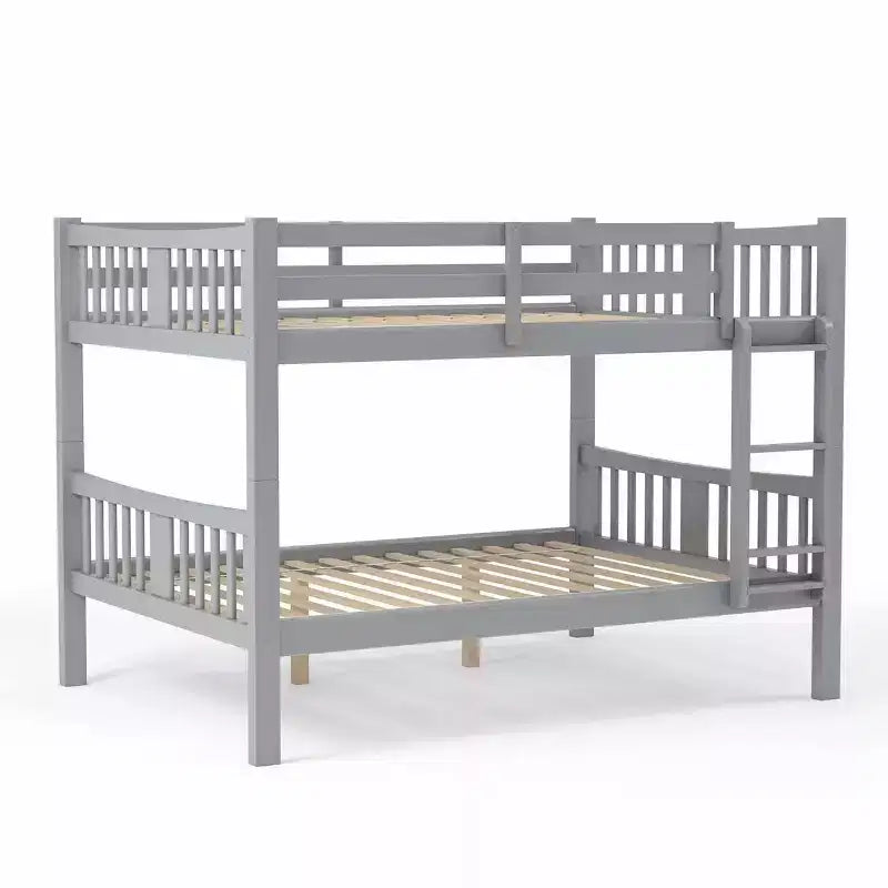 Lit superposé pour enfants Clare - Gris - Barrières de sécurité et échelle intégrées, placage de bois, style transitionnel