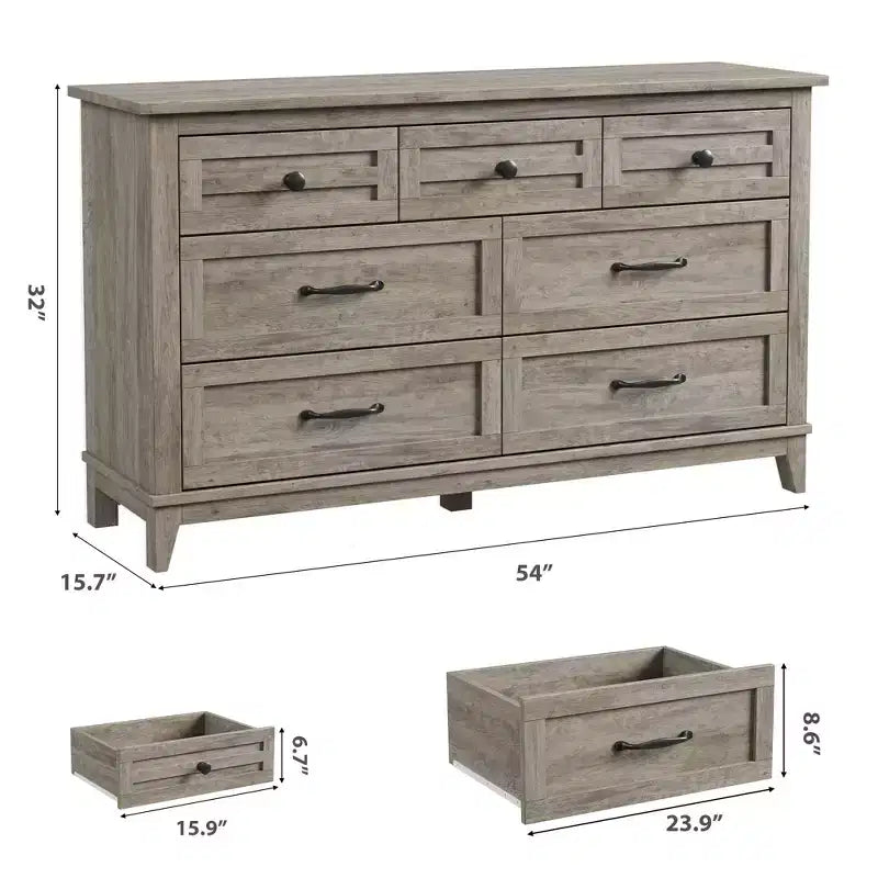 Commode de chambre, commode à tiroirs de 137 cm de large avec rangement autonome, commode de rangement en bois pour salon, chambre à coucher