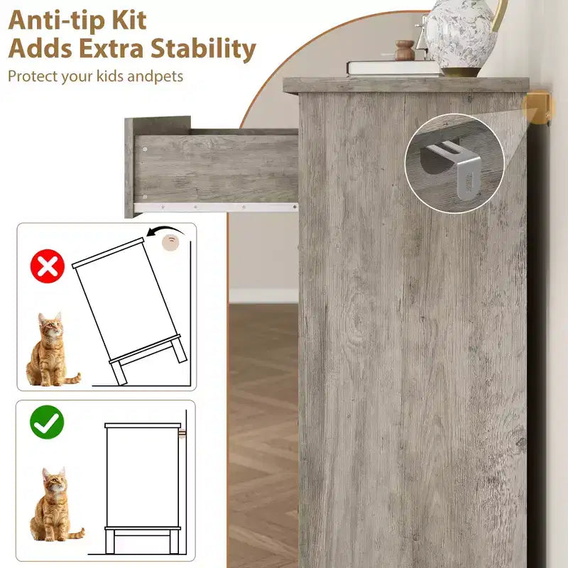 Commode de chambre, commode à tiroirs de 137 cm de large avec rangement autonome, commode de rangement en bois pour salon, chambre à coucher
