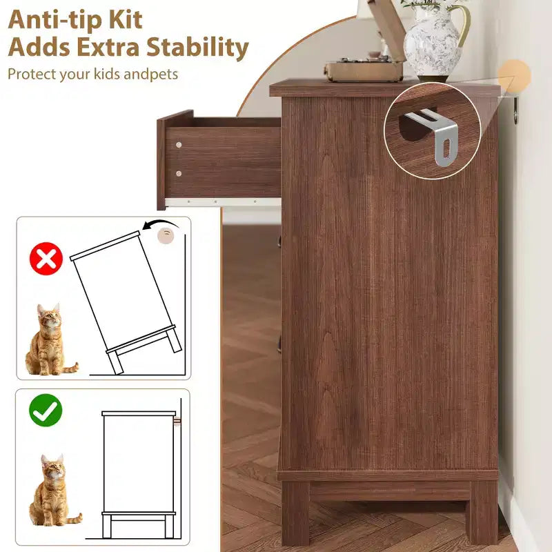 Commode de chambre, commode à tiroirs de 137 cm de large avec rangement autonome, commode de rangement en bois pour salon, chambre à coucher