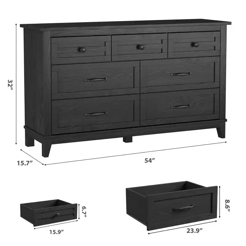 Commode de chambre, commode à tiroirs de 137 cm de large avec rangement autonome, commode de rangement en bois pour salon, chambre à coucher