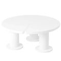 CLIHOME Round Petal-Shaped Coffee Table, Cream Style Center Table with 3 Thick Legs, Minimalist Irregular End Table with Sleek Round Edges