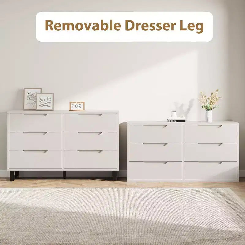Commode 6 tiroirs pour chambre, Commode large, Meuble de rangement vertical autoportant, Commode de rangement en bois pour salon, couloir, entrée