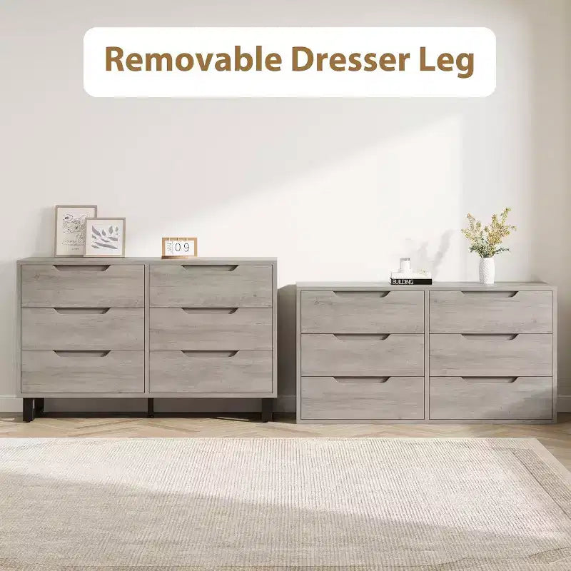 Commode 6 tiroirs pour chambre, Commode large, Meuble de rangement vertical autoportant, Commode de rangement en bois pour salon, couloir, entrée
