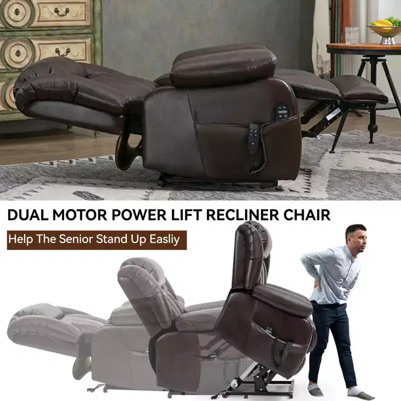Fauteuil inclinable électrique double moteur à position infinie de taille moyenne avec massage vibratoire à 8 points et chauffage lombaire