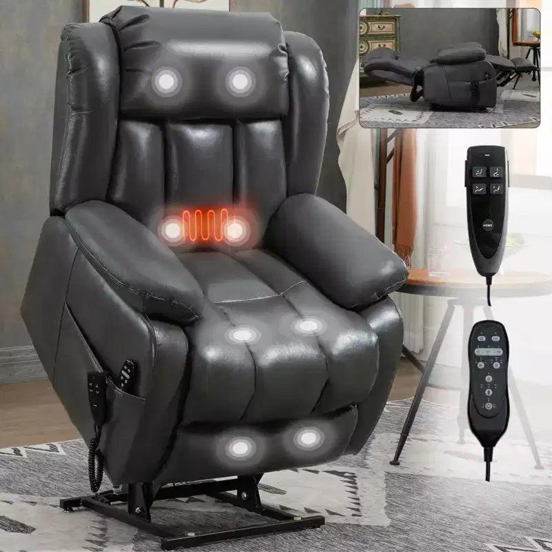 Fauteuil inclinable électrique double moteur à position infinie de taille moyenne avec massage vibratoire à 8 points et chauffage lombaire