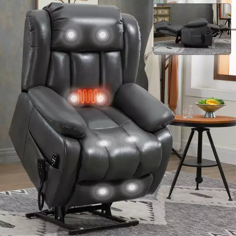 Fauteuil inclinable électrique double moteur à position infinie de taille moyenne avec massage vibratoire à 8 points et chauffage lombaire