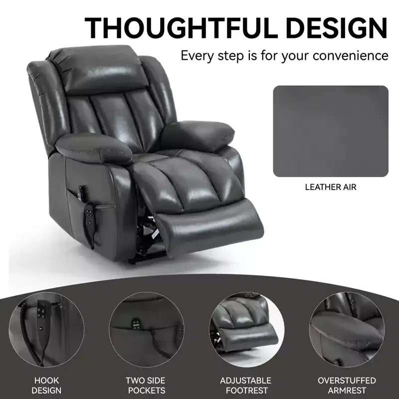 Fauteuil inclinable électrique double moteur à position infinie de taille moyenne avec massage vibratoire à 8 points et chauffage lombaire