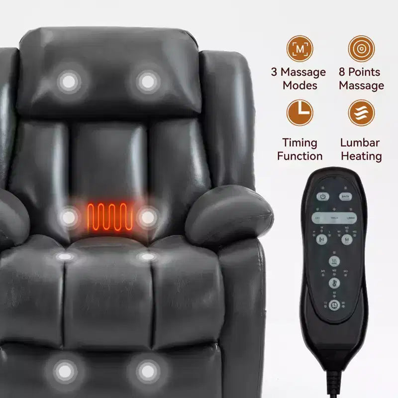 Fauteuil inclinable électrique double moteur à position infinie de taille moyenne avec massage vibratoire à 8 points et chauffage lombaire