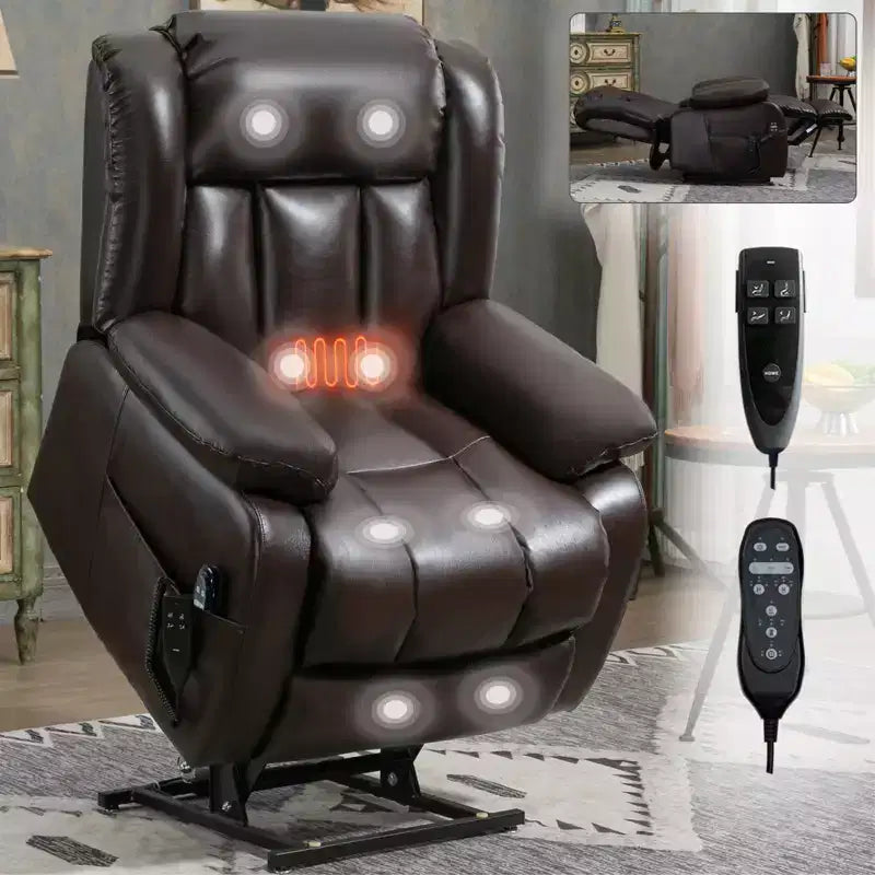 Fauteuil inclinable électrique double moteur à position infinie de taille moyenne avec massage vibratoire à 8 points et chauffage lombaire