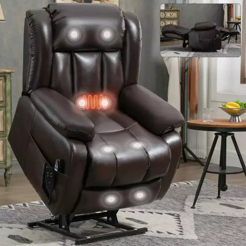 Fauteuil inclinable électrique double moteur à position infinie de taille moyenne avec massage vibratoire à 8 points et chauffage lombaire