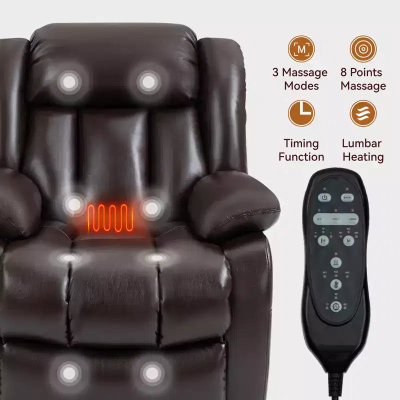 Fauteuil inclinable électrique double moteur à position infinie de taille moyenne avec massage vibratoire à 8 points et chauffage lombaire