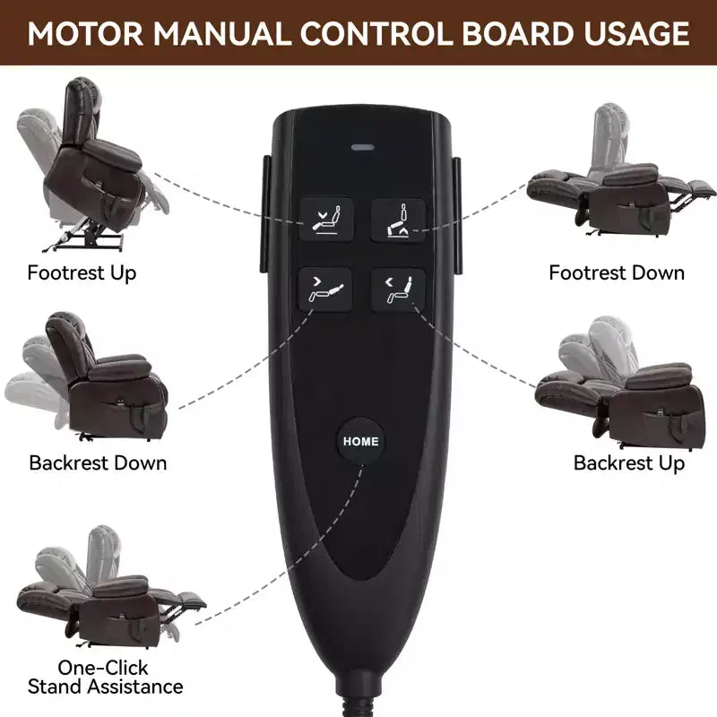 Fauteuil inclinable électrique double moteur à position infinie de taille moyenne avec massage vibratoire à 8 points et chauffage lombaire