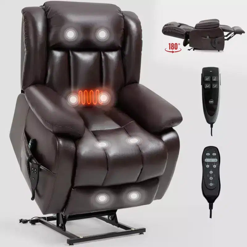 CLIHOME Dual Motor Infinite Position Electric Medium Size Power Lift Recliner Chair with 8-Point Vibration Massage and Lumbar Heating