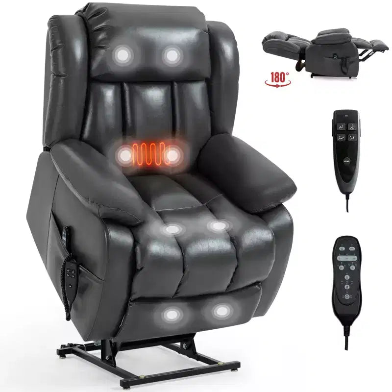 Fauteuil inclinable électrique double moteur à position infinie de taille moyenne avec massage vibratoire à 8 points et chauffage lombaire