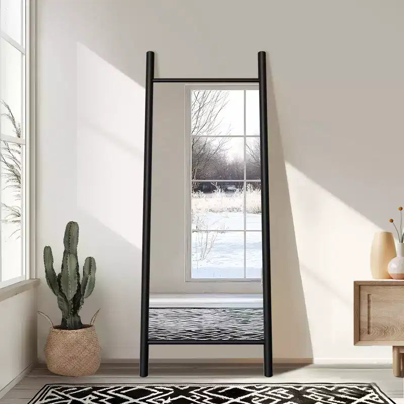 Style with 24 in. W x 63 in. H Ladder-Style Solid Wood Framed Mirror in Brown