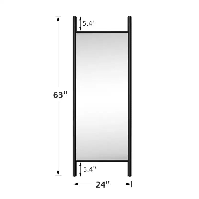 Miroir encadré en bois massif de style échelle de 24 po L x 63 po H en brun