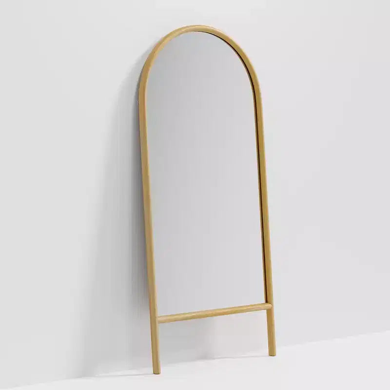 Miroir mural en bois massif cintré style échelle, 31 po L x 71 po H, couleur marron