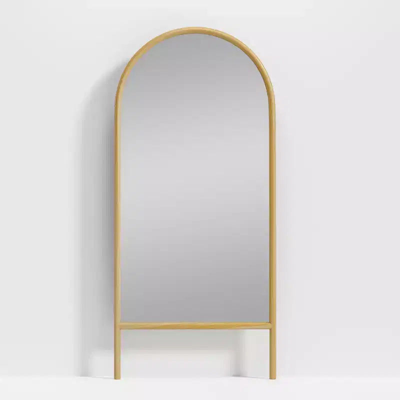 Miroir mural en bois massif cintré style échelle, 31 po L x 71 po H, couleur marron