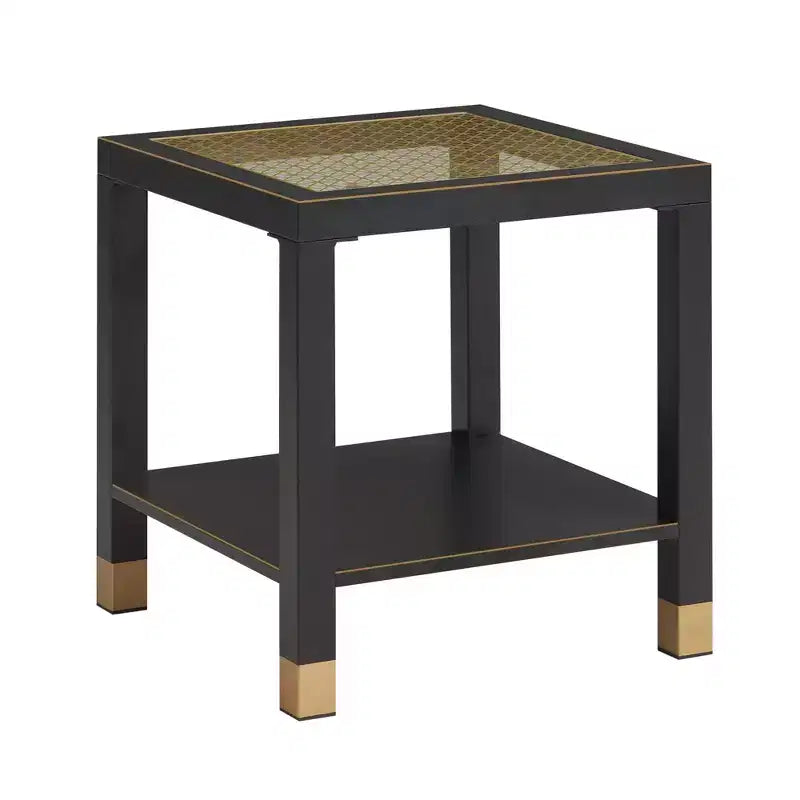 Table d'appoint mi-siècle en métal et verre - Étagère de rangement et hauteur adaptée pour canapé