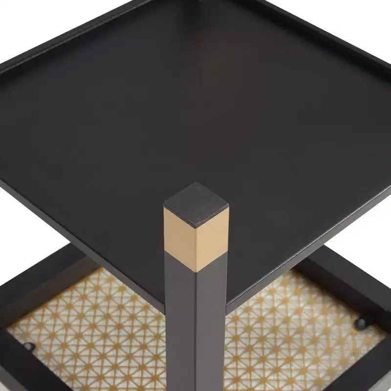 Table d'appoint mi-siècle en métal et verre - Étagère de rangement et hauteur adaptée pour canapé