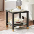 Probe Hues Mid-Century Metal & Glass End Table - Storage Shelf & Sofa-Side Height