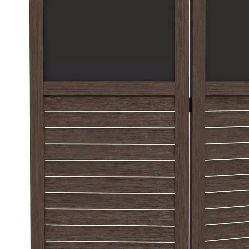 Paravent pliant à 4 panneaux avec tableau noir, paravent autoportant pour chambre et bureau, Noyer Marron