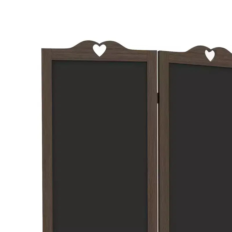 Paravent pliant à 4 panneaux avec tableau noir, paravent autoportant pour chambre et bureau, Noyer Marron