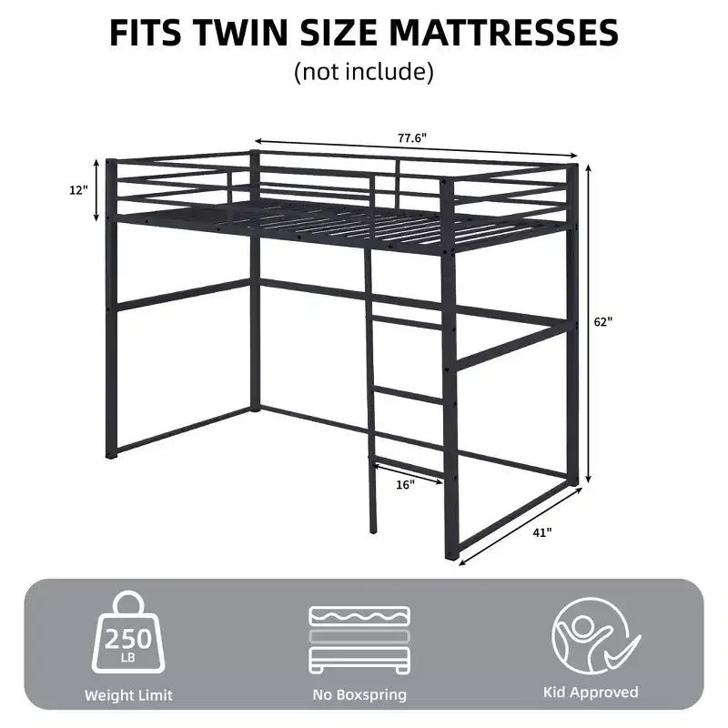 Barrières de sécurité et échelle plate pour lit mezzanine double en métal
