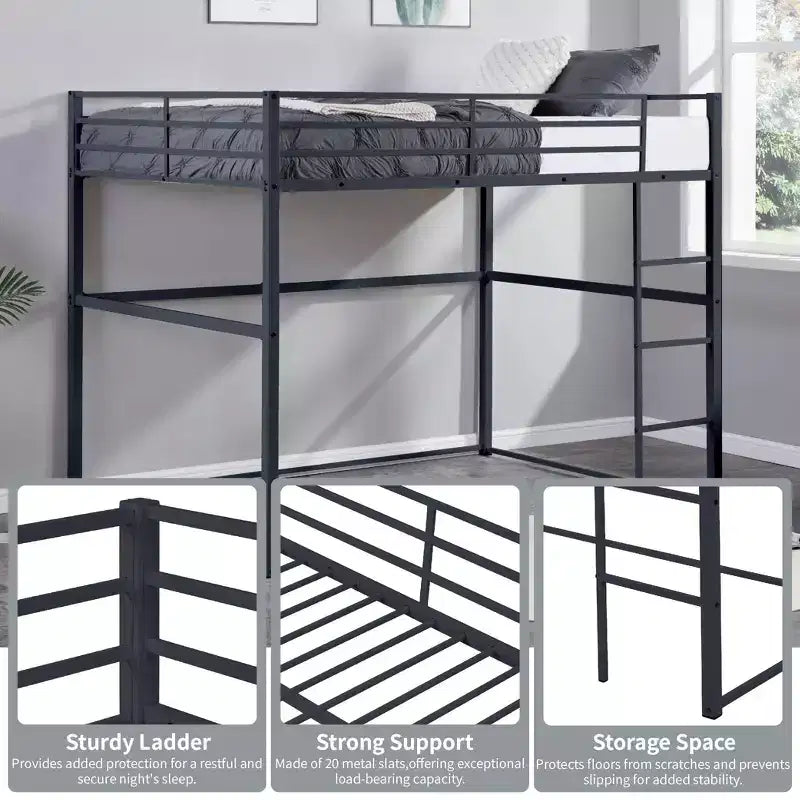 Barrières de sécurité et échelle plate pour lit mezzanine double en métal