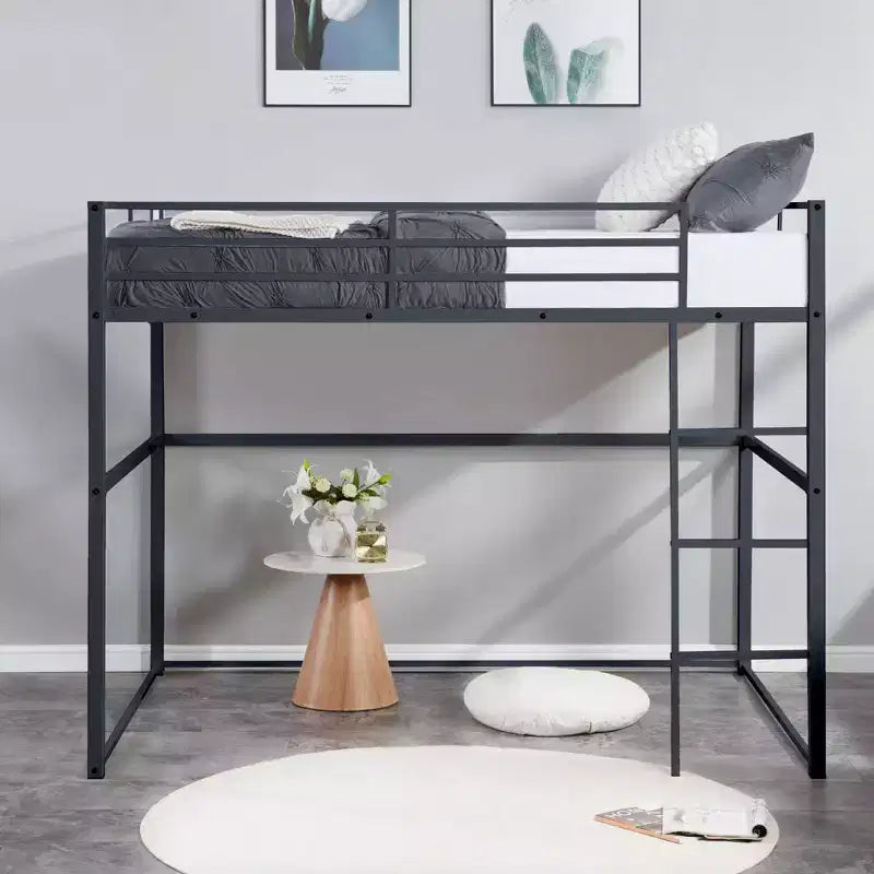 Barrières de sécurité et échelle plate pour lit mezzanine double en métal