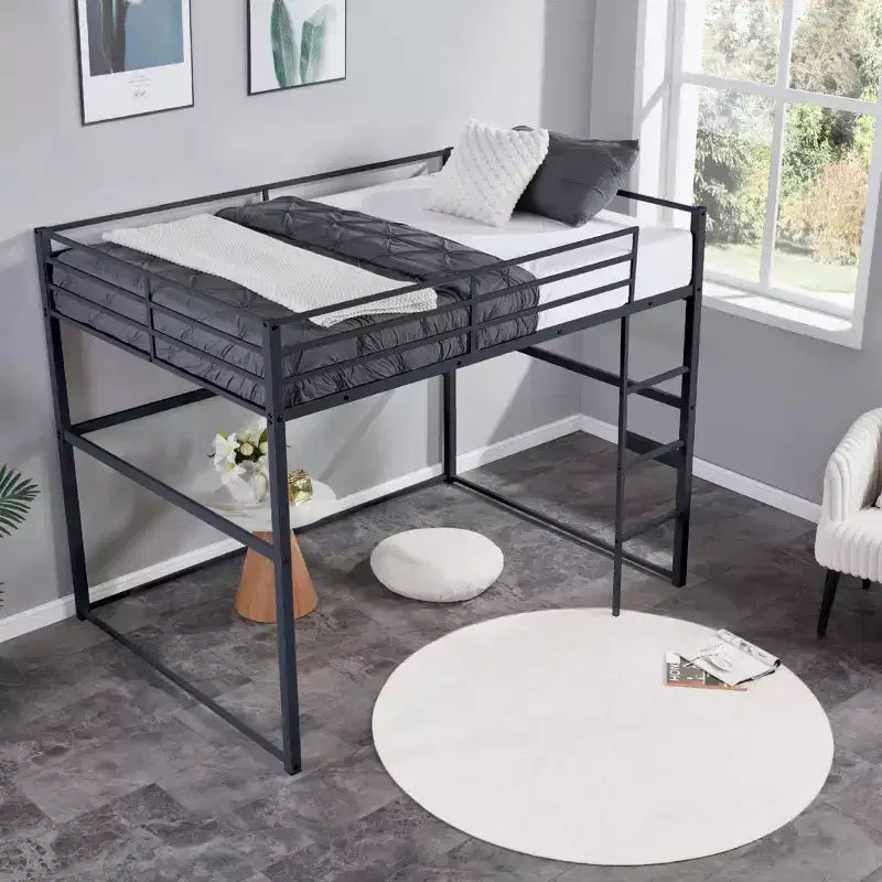 Barrières de sécurité et échelle plate pour lit mezzanine double en métal