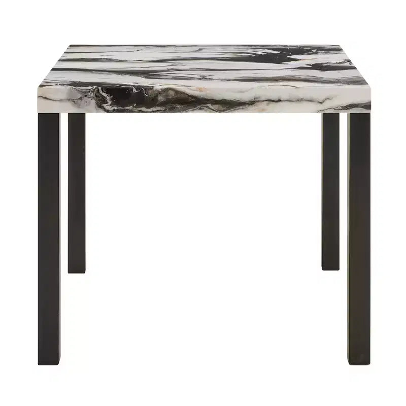 Table de salle à manger hauteur comptoir en faux marbre moderne