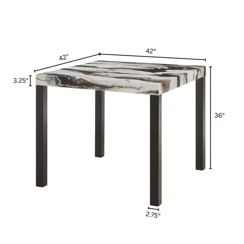 Table de salle à manger hauteur comptoir en faux marbre moderne