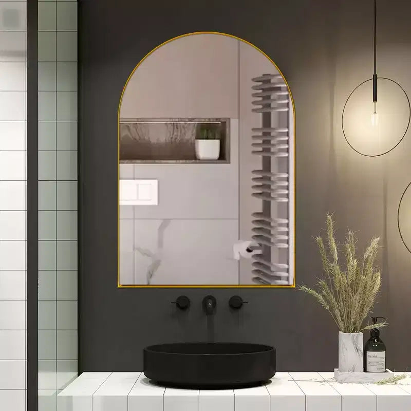 Style with 24x36 Inch Arched Recessed Medicine Cabinet, Metal Framed Bathroom Wall Cabinet with Mirror and Adjustable Shelves