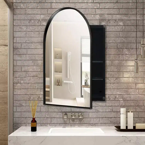 Armoire à pharmacie encastrée arquée 24x36 pouces, armoire murale de salle de bain à cadre métallique avec miroir et étagères réglables