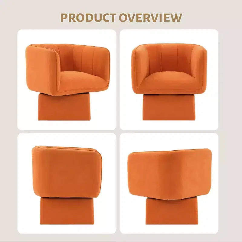 Fauteuil pivotant 360° moderne, fauteuil rond pivotant avec coussin large, canapé en tissu velours moelleux