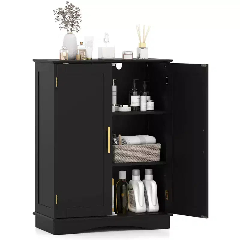 Meuble de rangement au sol moderne avec étagères réglables et 2 portes Noir/Bleu/Gris/Blanc