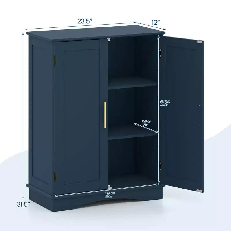 Meuble de rangement au sol moderne avec étagères réglables et 2 portes Noir/Bleu/Gris/Blanc