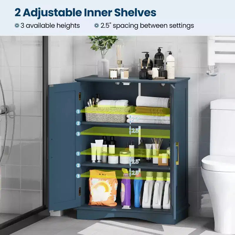 Meuble de rangement au sol moderne avec étagères réglables et 2 portes Noir/Bleu/Gris/Blanc