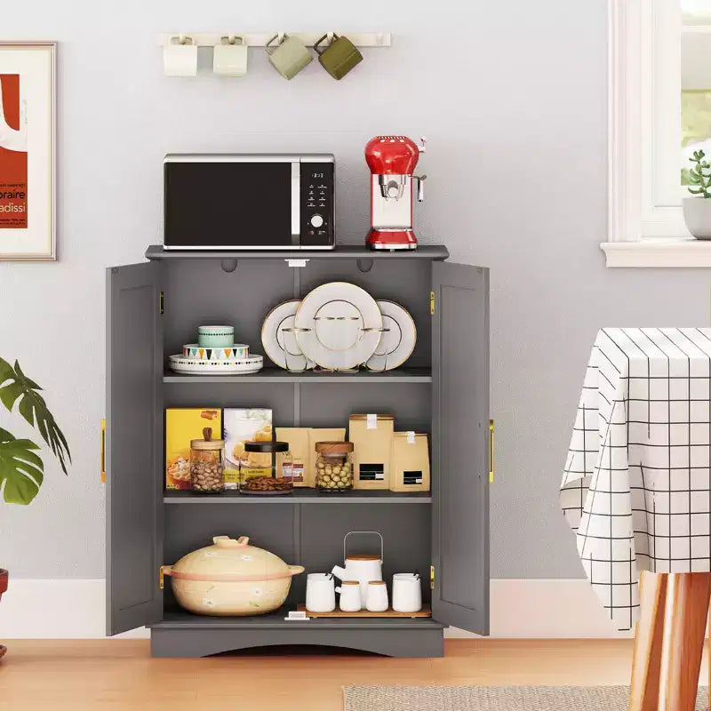Meuble de rangement au sol moderne avec étagères réglables et 2 portes Noir/Bleu/Gris/Blanc