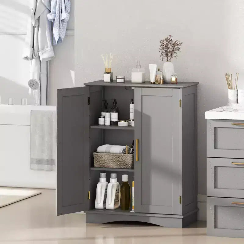 Meuble de rangement au sol moderne avec étagères réglables et 2 portes Noir/Bleu/Gris/Blanc
