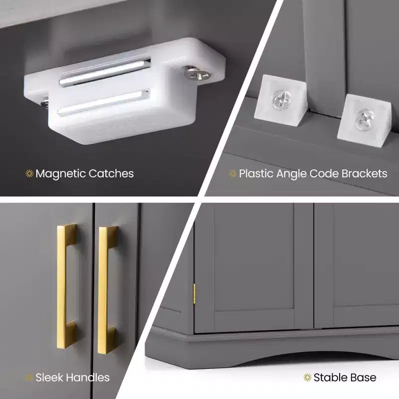 Meuble de rangement au sol moderne avec étagères réglables et 2 portes Noir/Bleu/Gris/Blanc