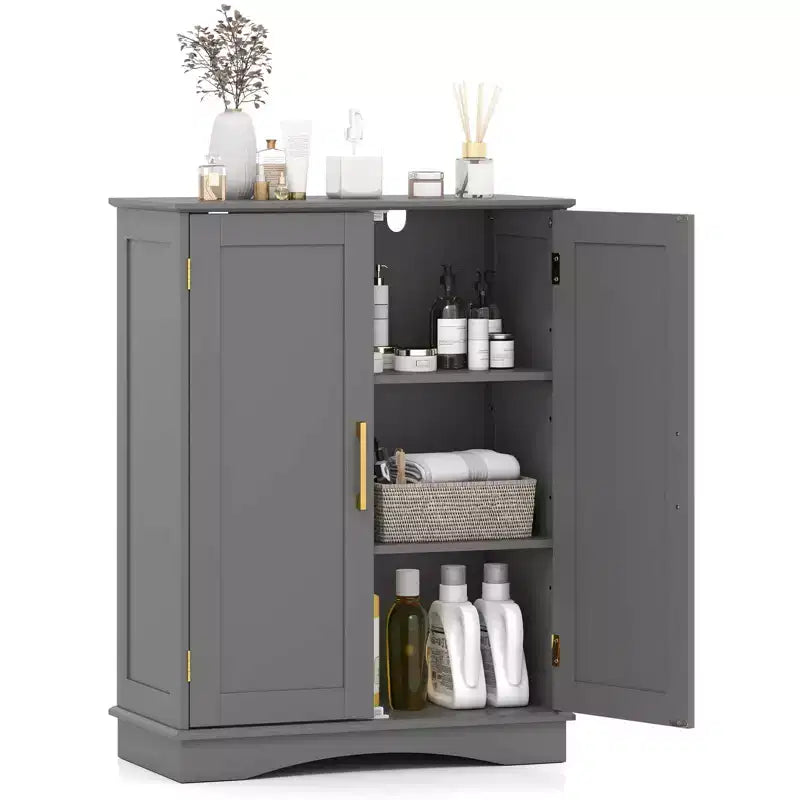 Meuble de rangement au sol moderne avec étagères réglables et 2 portes Noir/Bleu/Gris/Blanc