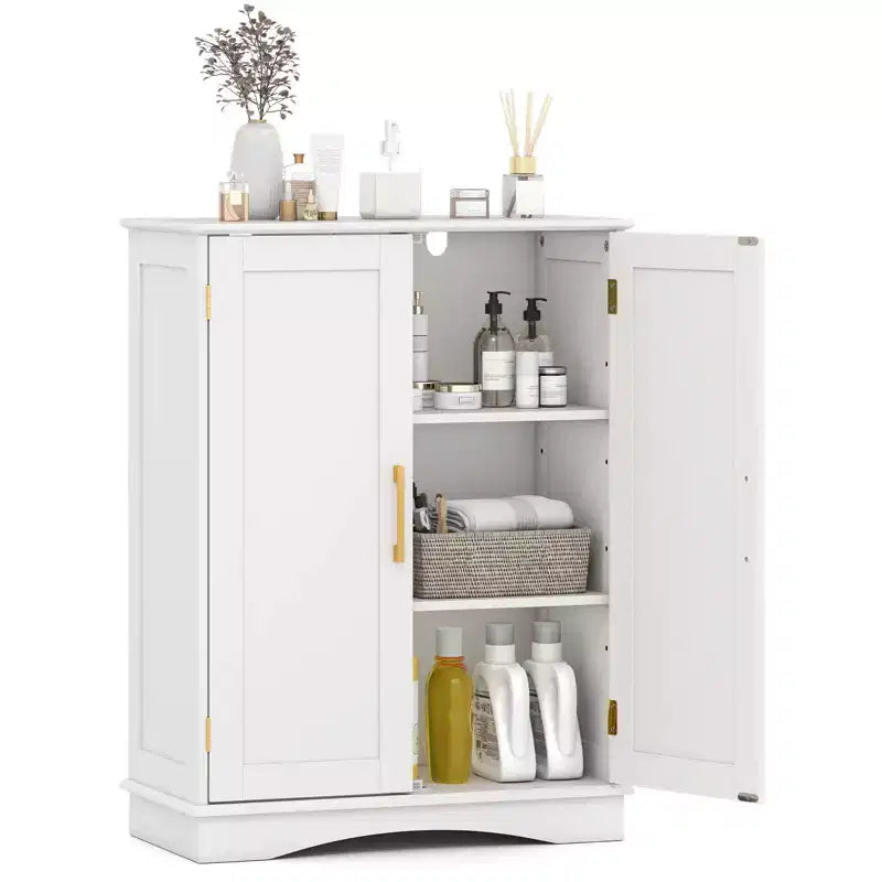 Meuble de rangement au sol moderne avec étagères réglables et 2 portes Noir/Bleu/Gris/Blanc