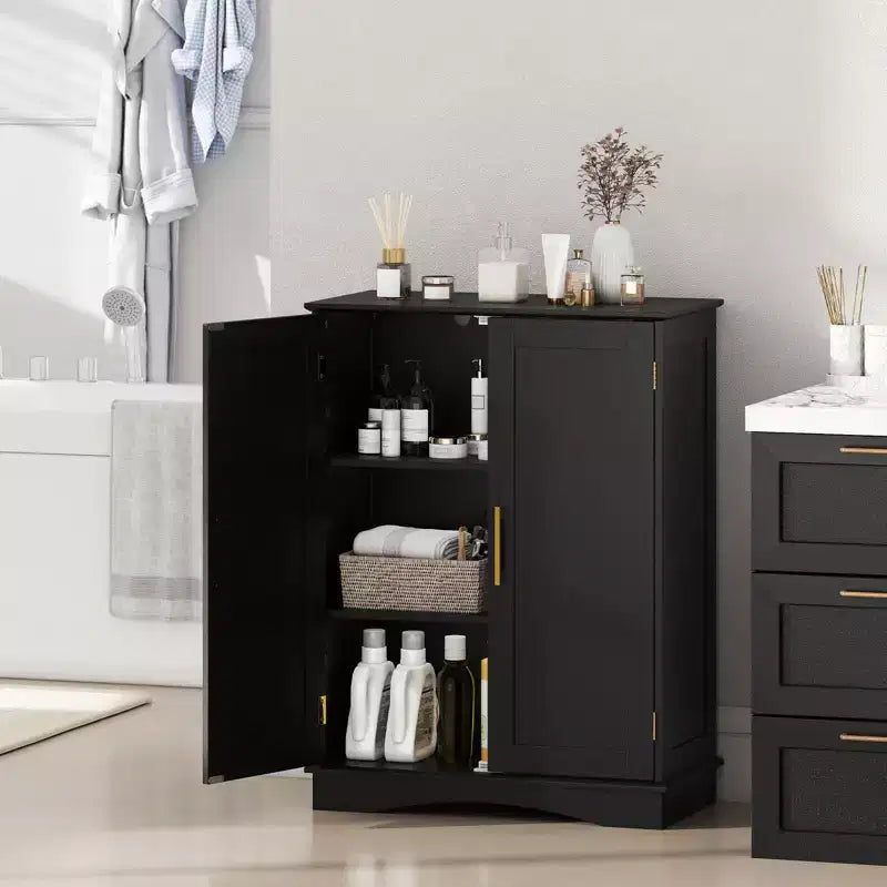 Meuble de rangement au sol moderne avec étagères réglables et 2 portes Noir/Bleu/Gris/Blanc