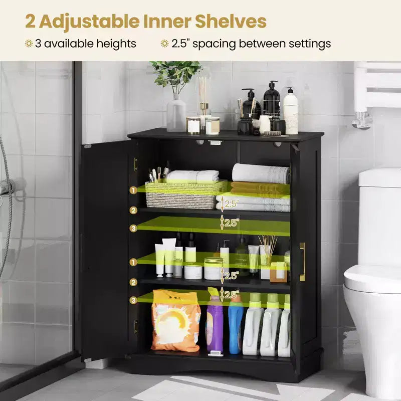 Meuble de rangement au sol moderne avec étagères réglables et 2 portes Noir/Bleu/Gris/Blanc