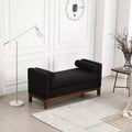 Boucle Upholstered Bench, Ottoman Bench with Wood Legs & Bolster Pillows For End Of Bed, Bedroom, Living Room, Entryway